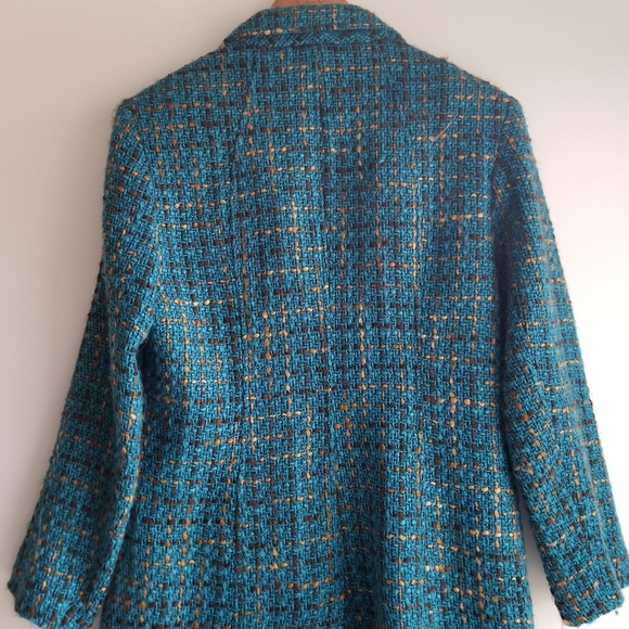 Tweed turquoise button coat - Picture 5 of 8